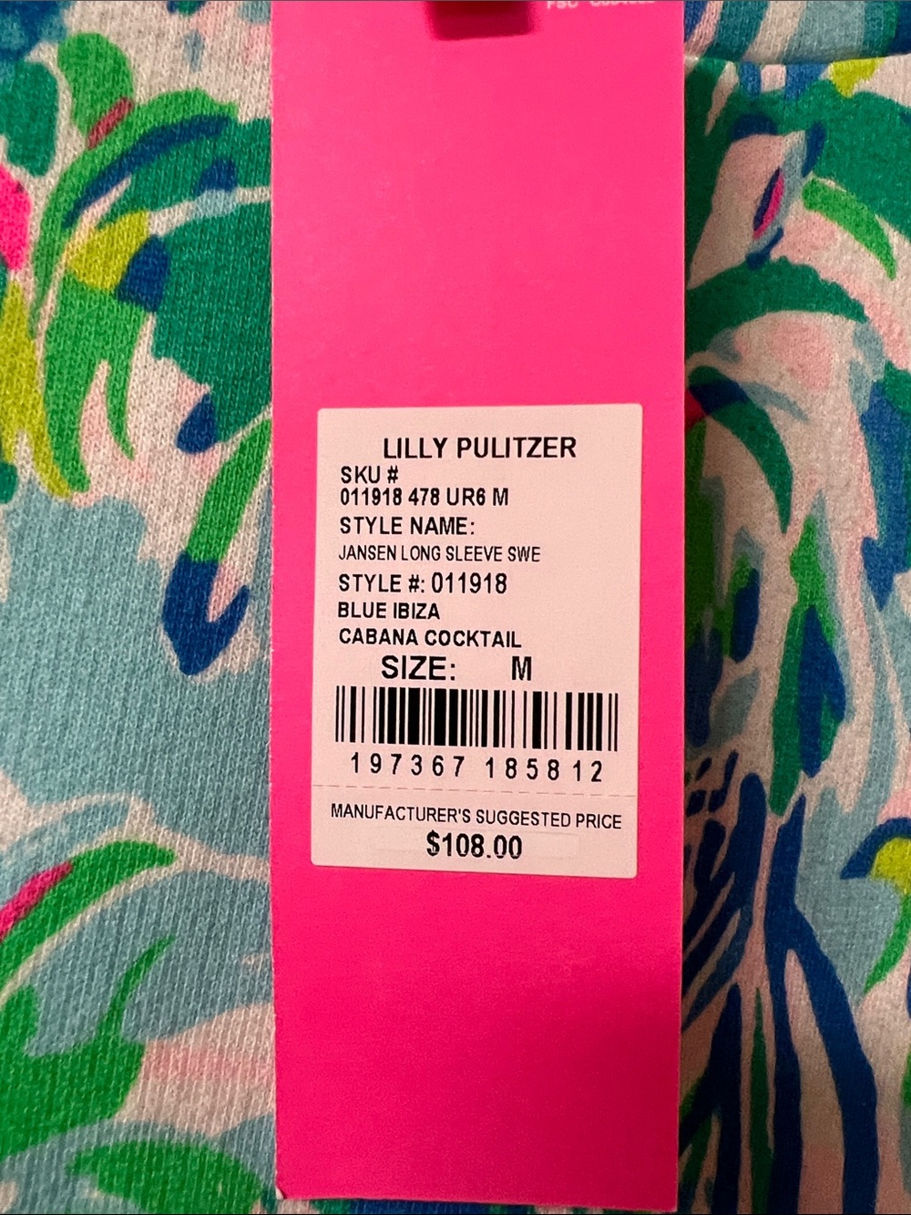 Lilly Pulitzer Blue Ibiza Cabana Cocktail Long Sleeve - Picture 2 of 6